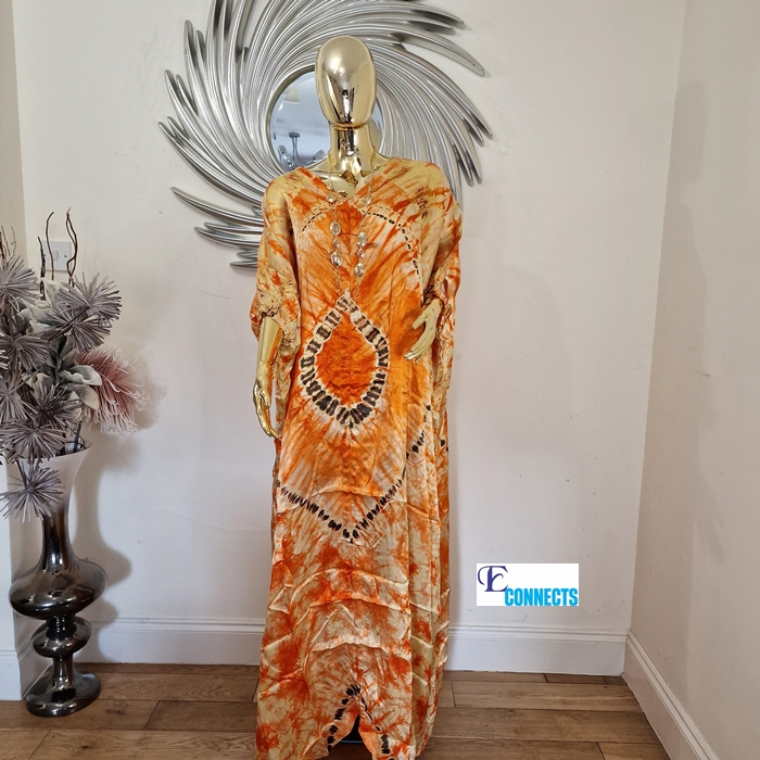 Trendy Adire Boubou/Bubu Gown in orange