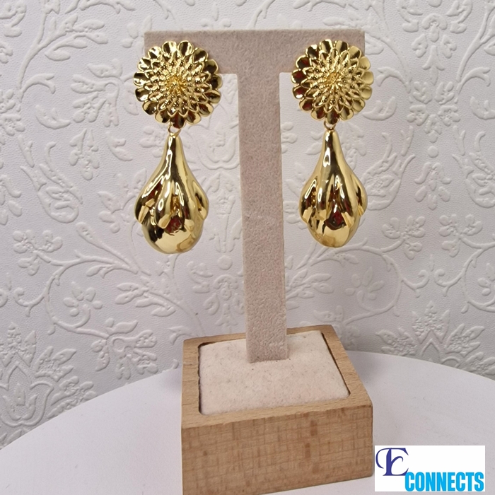 Fashion Gold Color Flower Earrings